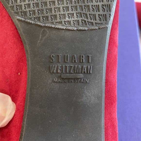Stuart Weitzman Size 8.5 M Scarlet suede Lotrios Pointy toe leaf flats - Picture 4 of 5